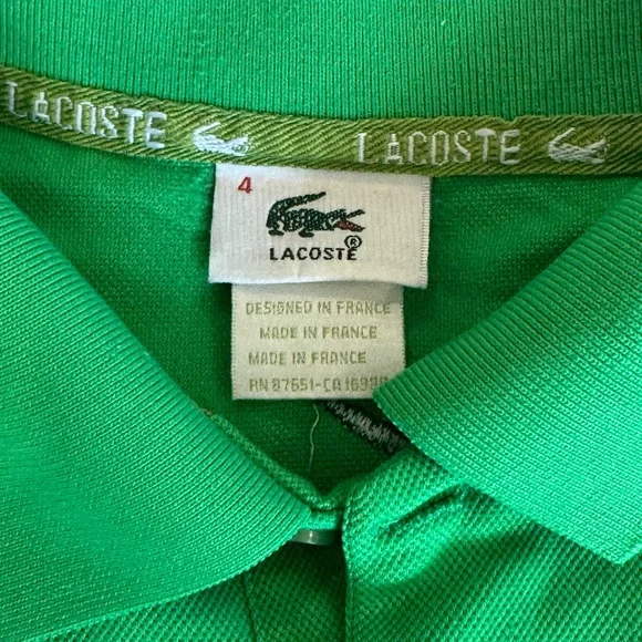Lacoste Men's Classic Green Pique Polo Shirt - Large Logo on back - Medium - Picture 4 of 10